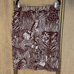 NWOT Anthropologie Stretchy Tiger Skirt Sz L
